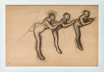 Drie naakte dansers in arabesk. Rond 1892-1895. Houtskool op papier geplakt op karton.