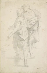 Twee Figuren op een Trap, naar Raphael