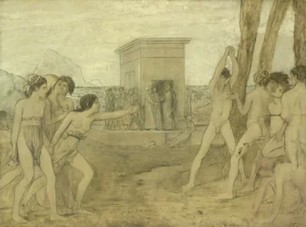 Jonge Spartaanse meisjes die jongens uitdagen, c.1860