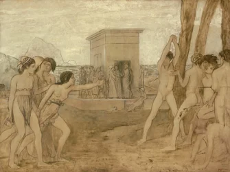 Jonge Spartaanse meisjes die jongens uitdagen, ca. 1860