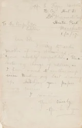 Brief aan een krantwedstrijdredacteur, 1 november 1917