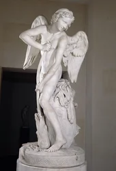 Cupido snijdt zijn boog uit de knuppel van Hercules, 1747-50 (marmer)