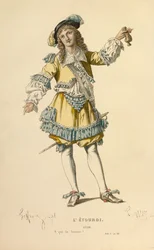 Kostuum voor de rol van Lelie, ca. 1868 (gravure)