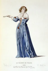 Het personage Celidee in de komedie La galerie du palais ou l