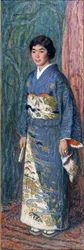 Portret van een Japanse vrouw in een kimono, of Madame Kuroki