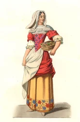 Franse boer 17e eeuw, naar een gravure van Jean Saint Jean - Lithografie van een illustratie door Edmond Lechevallier-Chevignard (1825-1902), uit 