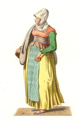 Portugese boer van de 16e eeuw - Lithografie gebaseerd op een illustratie van Edmond Lechevallier-Chevignard (1825-1902), uit 