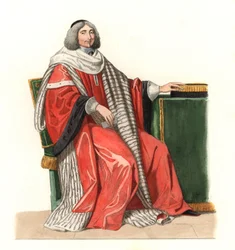 Jean Antoine de Mesme (1661-1723), heer van Irval, graaf van Avaux, Franse magistratuur 17e eeuw, naar een schilderij van 1653, door Philippe de Champaigne (1602-1674) - Lithografie gebaseerd op een illustratie van Edmond Lechevallier-Chevignard (1825-1902