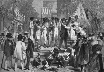 Een slavenveiling in Richmond, uit 