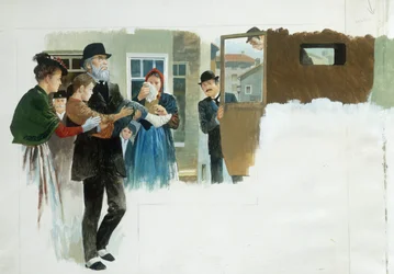 Een ongeluk, uit Hart, door Edmondo De Amicis, tekening