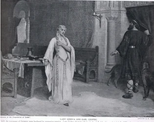 Lady Godiva en graaf Leofric, illustratie uit 