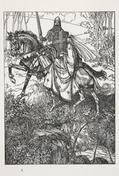 Sir Launcelot en koningin Guinevere, illustratie uit 
