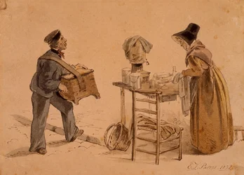 Een man met een draaiorgel en een koffieverkoper, 1828