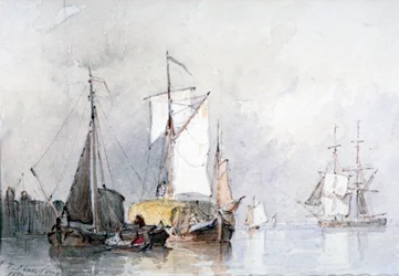 Een Nederlandse hooibarge, 1870