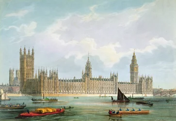 De Nieuwe Parlementsgebouwen, gegraveerd door Thomas Picken, uitgegeven door Lloyd Bros. en Co., 1852