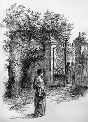 Vrouw voor een poort, illustratie voor De storm, Satet, Turijn