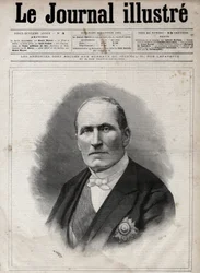 Portret van Georges Eugène Haussmann genaamd Baron Haussmann (1809-1891) prefect van de Seine tijdens het Tweede Keizerrijk - Gravure door Navellier in 
