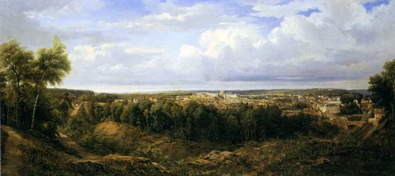 Uitzicht op de stad Leon, Spanje, 1857
