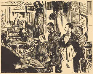 In het café