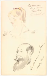 Hoofd van een vrouw en hoofd van een man met baard
