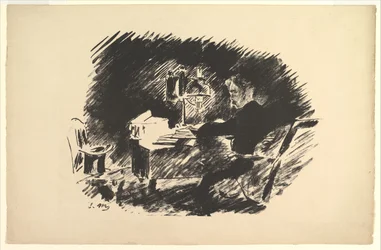 Er was eens een middernacht somber. Illustratie bij The Raven van Edgar Allan Poe