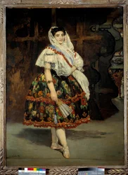 Portret van Lola de Valencia De danseres Lola Melea in traditionele Spaanse kleding