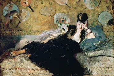 De dame met waaiers, portret van Nina de Callias (1844-84) ca. 1873-74