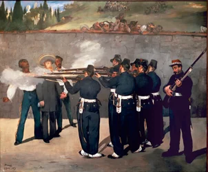 De executie van keizer Maximiliaan. Schietpartij van Maximiliaan I van Mexico op 14 juni