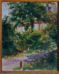 De tuin rond het huis van Manet in Reuil, Frankrijk (schilderij op doek)