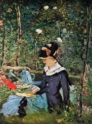 Jong meisje op de drempel van de tuin in Bellevue, 1880