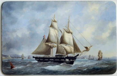 Een Braziliaanse brick die de haven van Le Havre verlaat