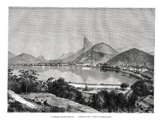 Een buitenwijk van Rio de Janeiro, Brazilië, 19e eeuw