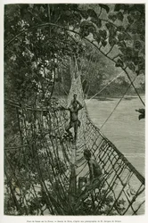 Lianenbrug over de Passa. Gravure door Riou, ter illustratie van het verhaal 