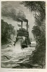 De passage van de Angostura (Colombia), door de stoomboot van de expeditie, tekening door E.Riou, ter illustratie van de reis naar equinoxiaal Amerika (Colombia, Ecuador, Peru), 1875-1876, door Edouard Andre (1833-1894), reiziger belast met een missie door