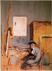 Portret van de schilder Jean Louis Forain in zijn atelier