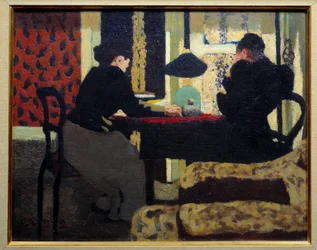 Twee vrouwen onder de lamp