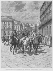 Intocht in Napels van Ferdinand I te midden van zijn Oostenrijkse Bondgenoten (gravure)