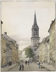 Klosterstraße met de Parochialkirche in Berlijn