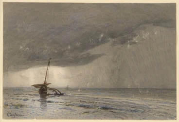 Onweer aan de kust van Ceylon