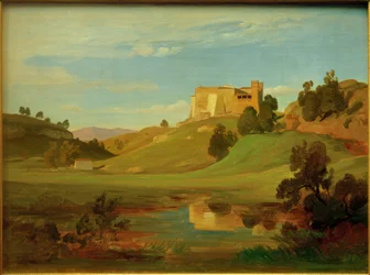 E.W. Pose, Italiaans landschap met brede vallei