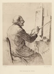 Portret van Carl Spitzweg, Duitse Romantische schilder