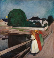 Meisjes op de pier, ca. 1901