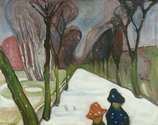 Nieuwe sneeuw in de laan