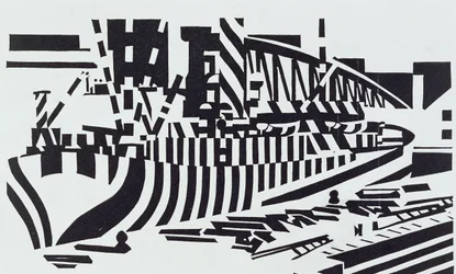 Verblind schip in droogdok