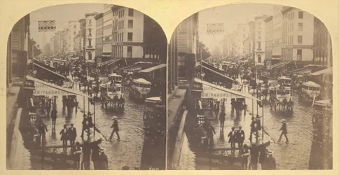 Broadway op een regenachtige dag, 1859