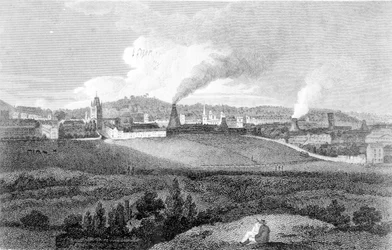 Uitzicht op Bristol vanaf Pile Hill, gegraveerd door Heath, uitgegeven door John Agg, 1809