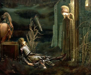 De droom van Sir Lancelot bij de kapel van de Heilige Graal, 1896