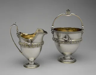 Roomkan en Suikerbasket, ca. 1865-1869 (zilver en verguld zilver)