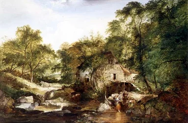 Een bebost rivierlandschap