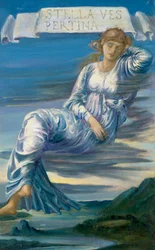 "Stella Vespertina" Allegorie van de Poolster (Venus) Schilderij van Edward Burne-Jones (Burne Jones) (1833-1898) (prerafaëliet)